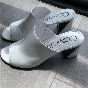 Calvin Klein “Coral” Mules/Block Heel